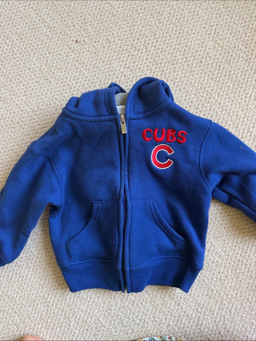 Majestic Royal Blue Cubs Zip Hoodie with Red Logo